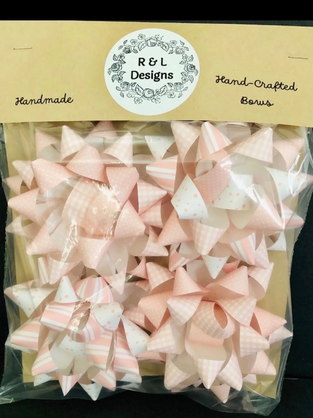 NEW Hand-Crafted Paper Gift Bows Pink Assortment 4 Pack